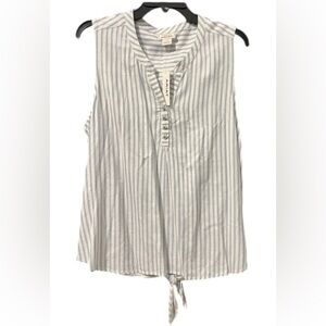 NWT Ariat Large Breezy white & blue striped top with silver sparkly lines